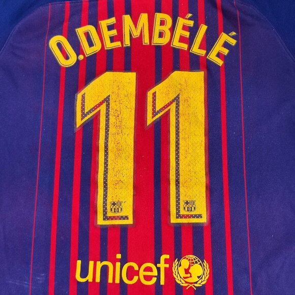 Nike FC Barcelona soccer jersey men's size L #11 O.Dembele 2017 season Home - Picture 4 of 13
